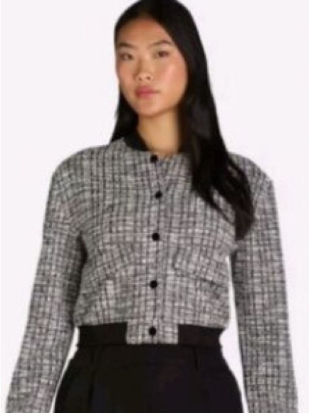 Madden NYC Black and White Lightweight Tweed Bomber Jacket Size L